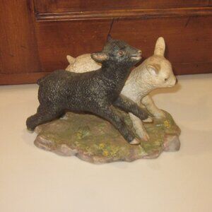 Vintage Baby Lambs Porcelain Sculpture